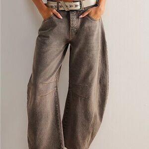 We The Free Good Luck Mid-Rise Barrel Jeans COLOR is Archive Grey